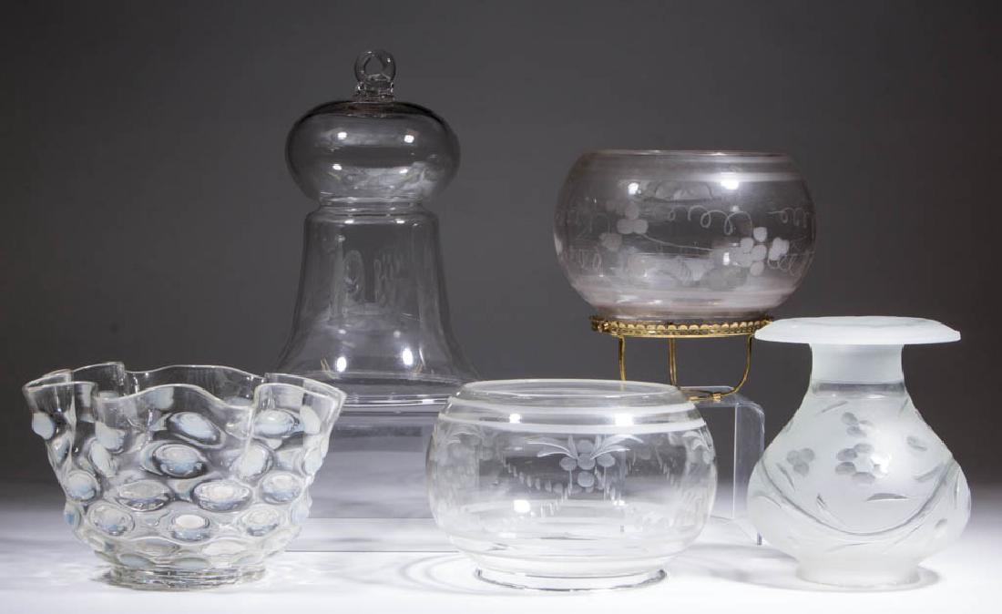 ASSORTED BLOWN GLASS LIGHTING ARTICLES, LOT OF FIVE (1 of 1)