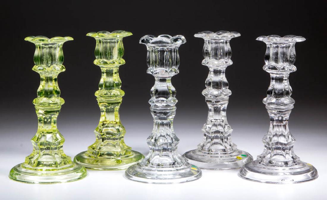 PRESSED PETAL SOCKET CANDLESTICKS, LOT OF FIVE (1 of 1)
