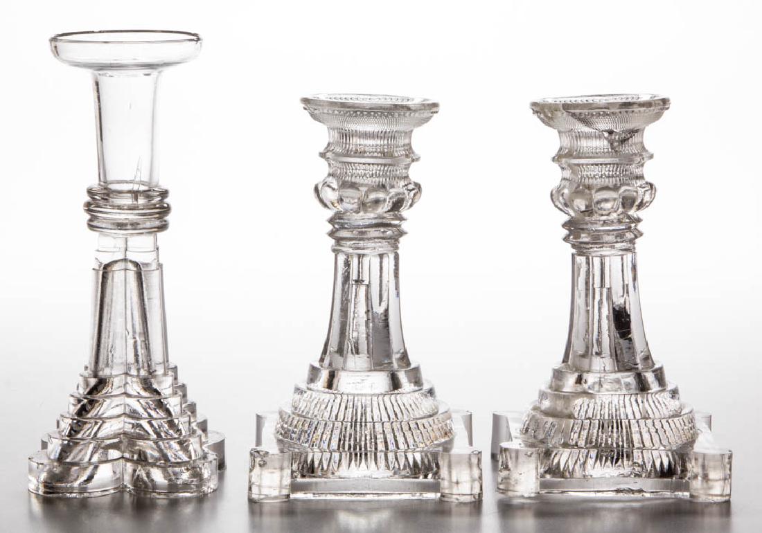 ASSORTED PRESSED / BLOWN CANDLESTICKS, LOT OF THREE (1 of 1)