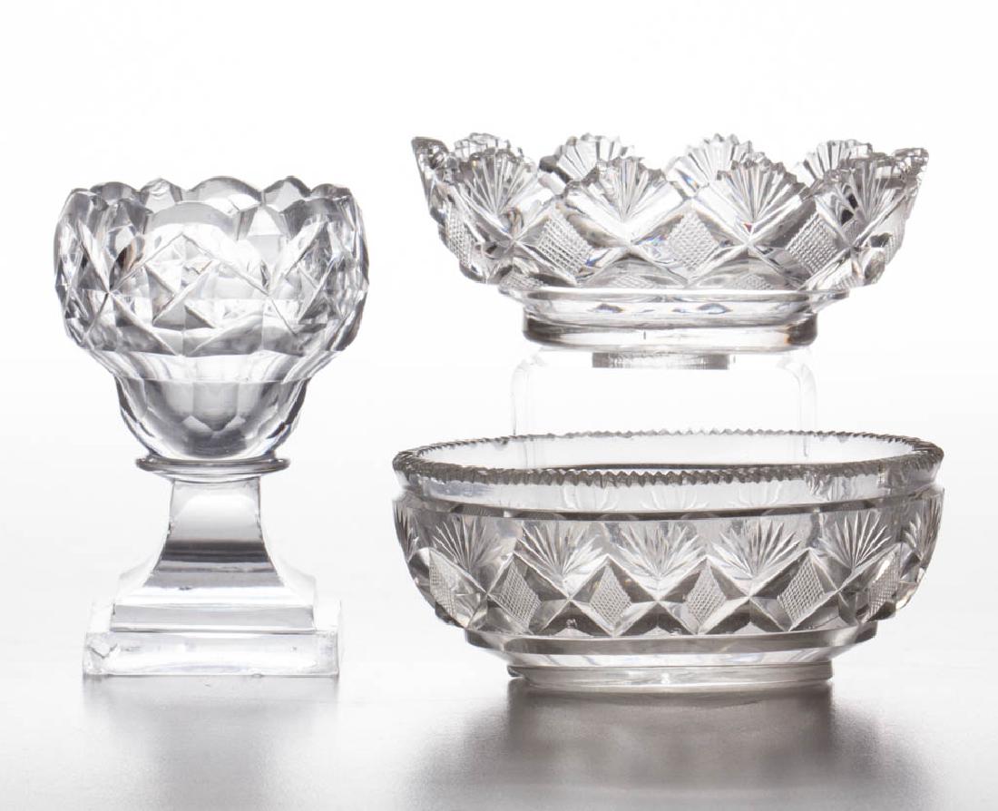 ASSORTED EARLY CUT GLASS OPEN SALTS, LOT OF THREE (1 of 1)