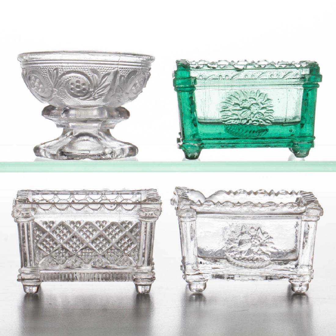 ASSORTED LACY PRESSED OPEN SALTS, LOT OF FOUR (1 of 1)