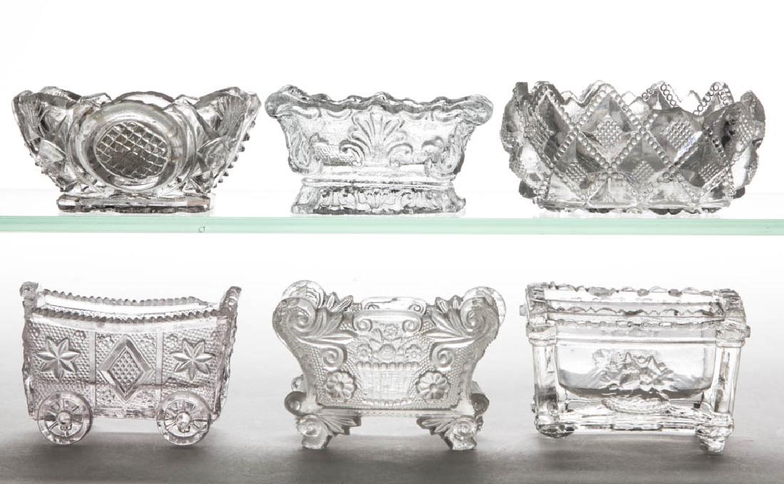 ASSORTED LACY PRESSED OPEN SALTS, LOT OF SIX (1 of 1)