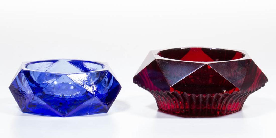 ASSORTED FACETTED PRESSED OPEN SALTS, LOT OF TWO (1 of 1)