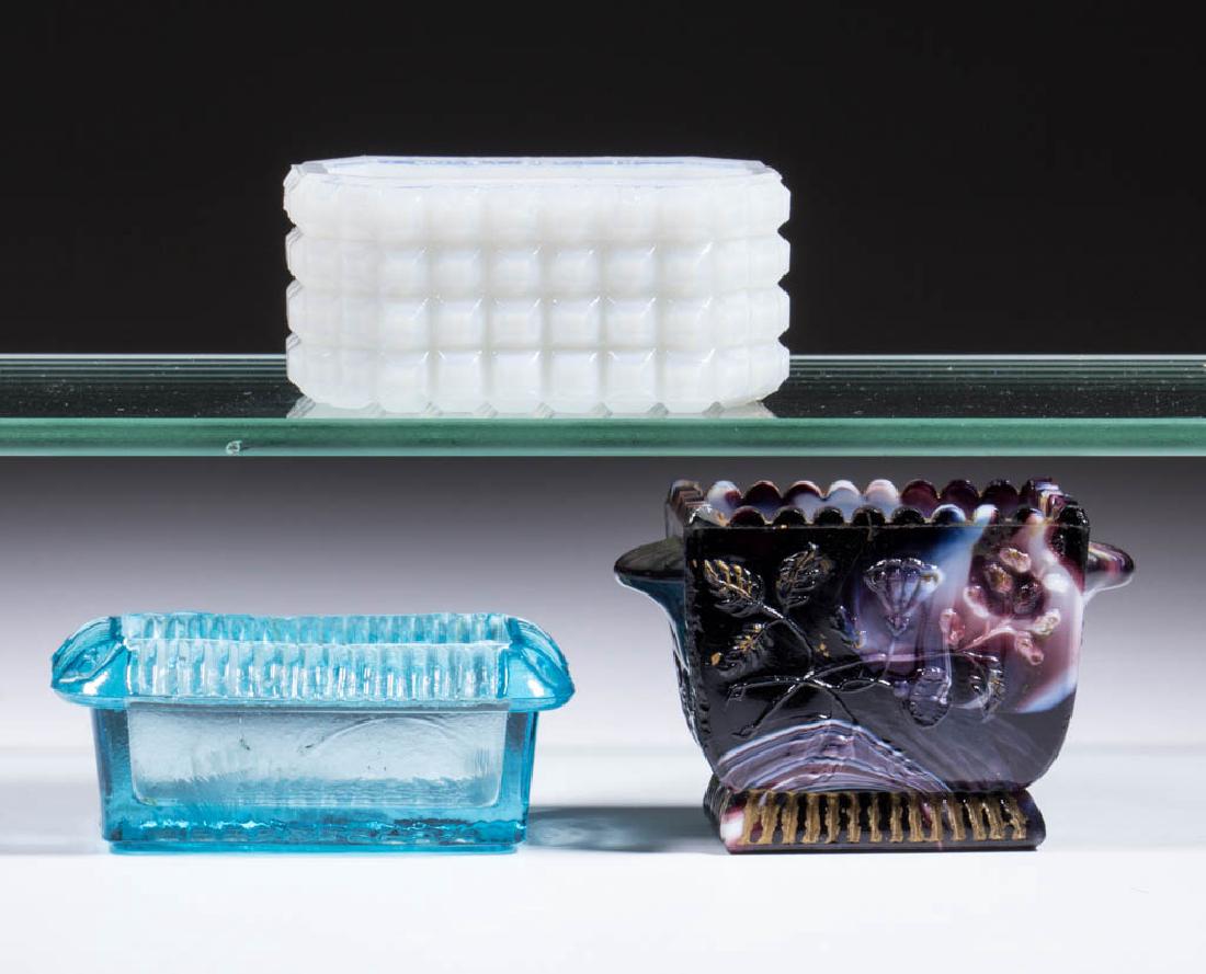 ASSORTED RECTANGULAR PRESSED OPEN SALTS, LOT OF THREE (1 of 1)