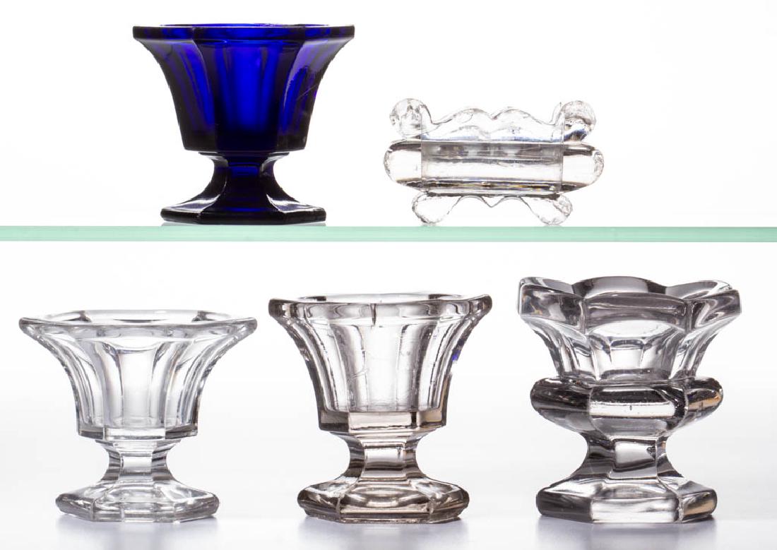 ASSORTED PRESSED OPEN SALTS, LOT OF FIVE (1 of 1)