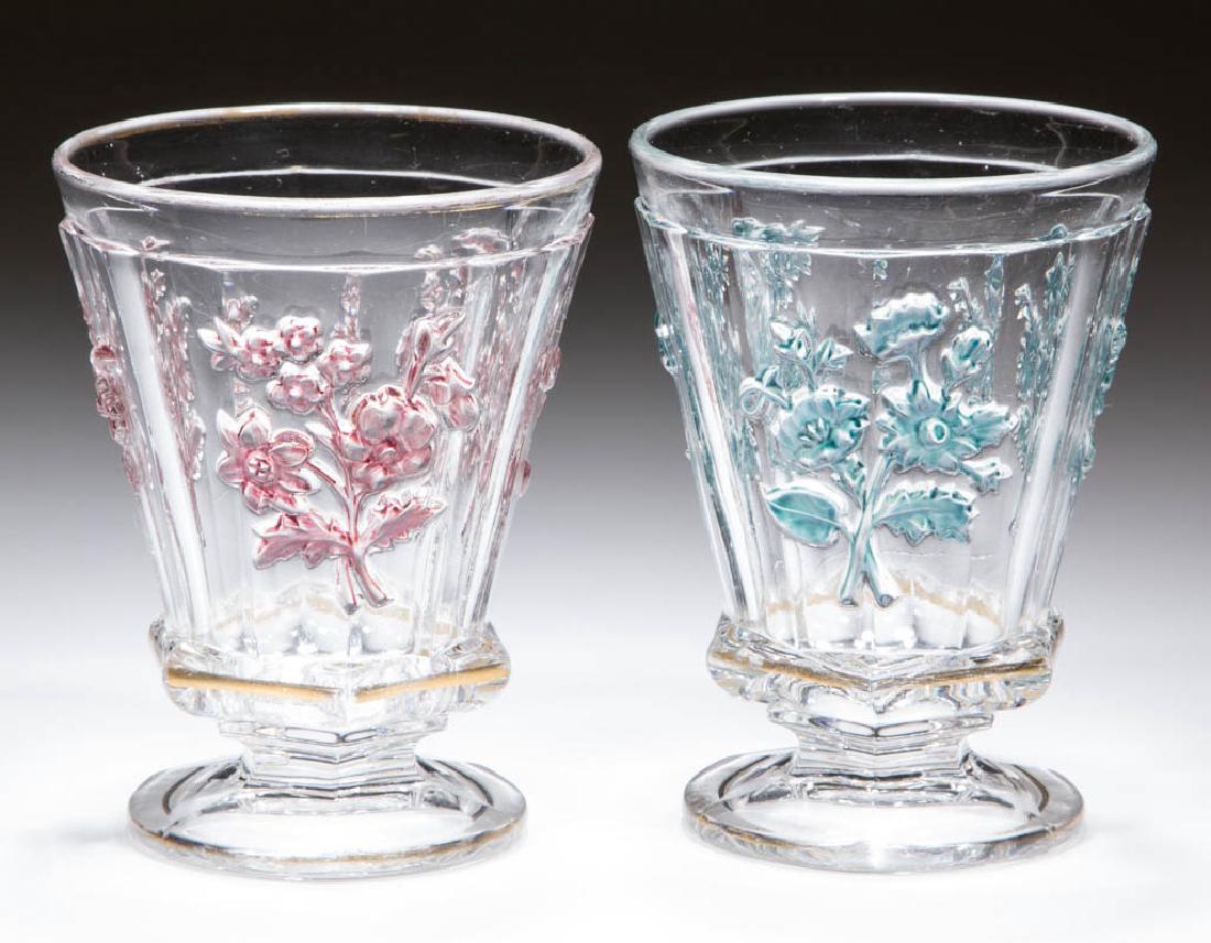 UNLISTED FLORAL STAINED GLASS FOOTED TUMBLERS, LOT OF (1 of 1)