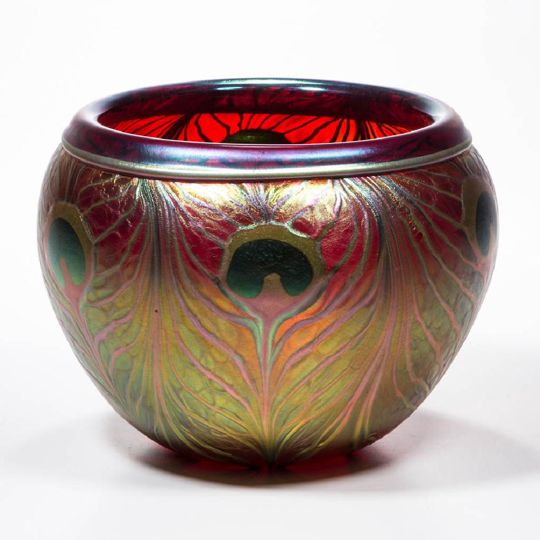 CHARLES LOTTON PEACOCK FEATHER STUDIO ART GLASS VASE (1 of 1)