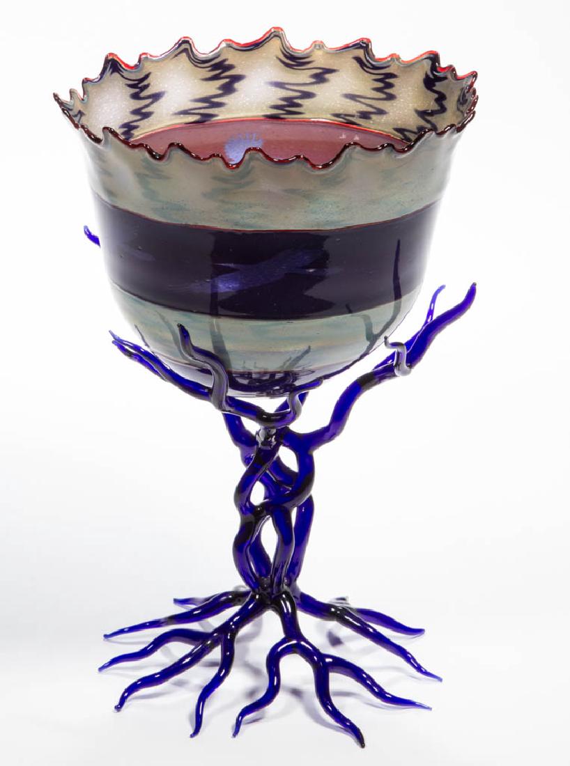 ROBERT MICKELSEN GRAAL STUDIO ART GLASS BOWL AND STAND (1 of 2)