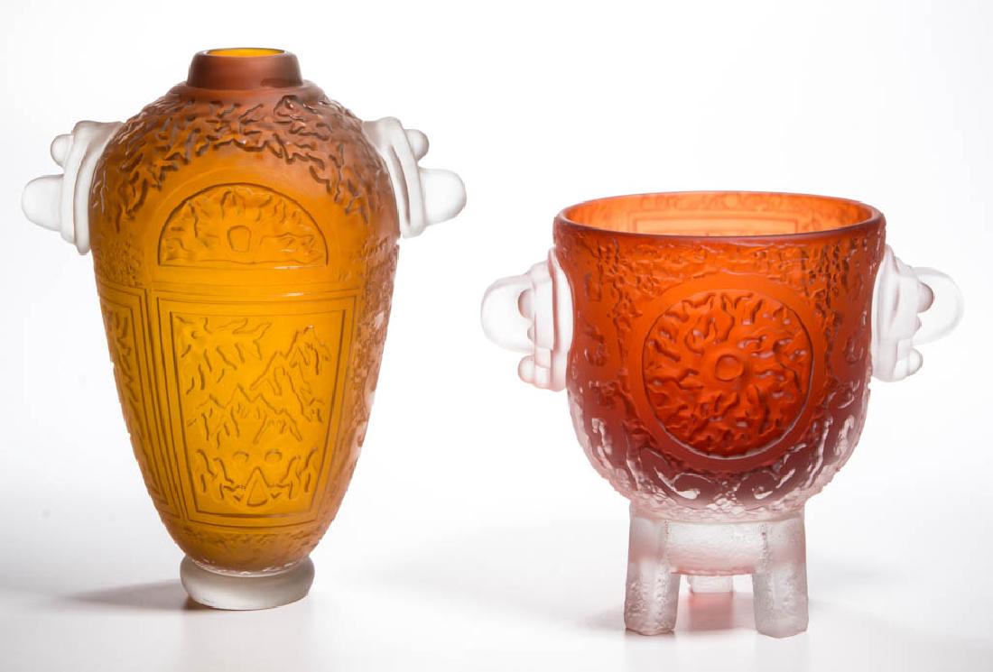 STEVE PALMER STUDIO ART GLASS VASES, LOT OF TWO (1 of 3)