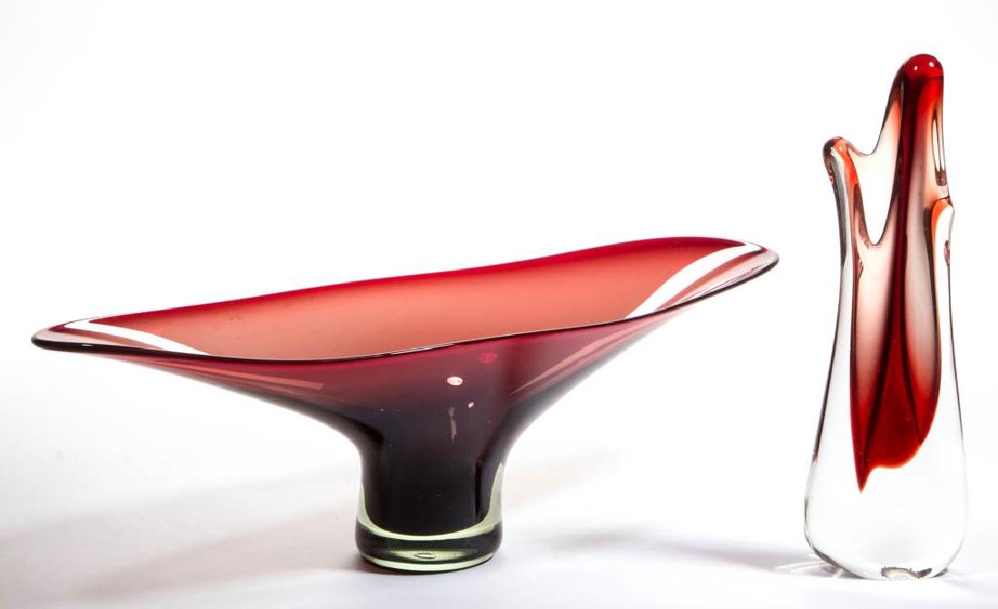 CHARLES WRIGHT STUDIO ART GLASS ARTICLES, LOT OF TWO (1 of 1)