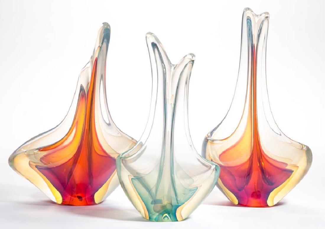 CHARLES WRIGHT STUDIO ART GLASS VASES, LOT OF THREE (1 of 1)