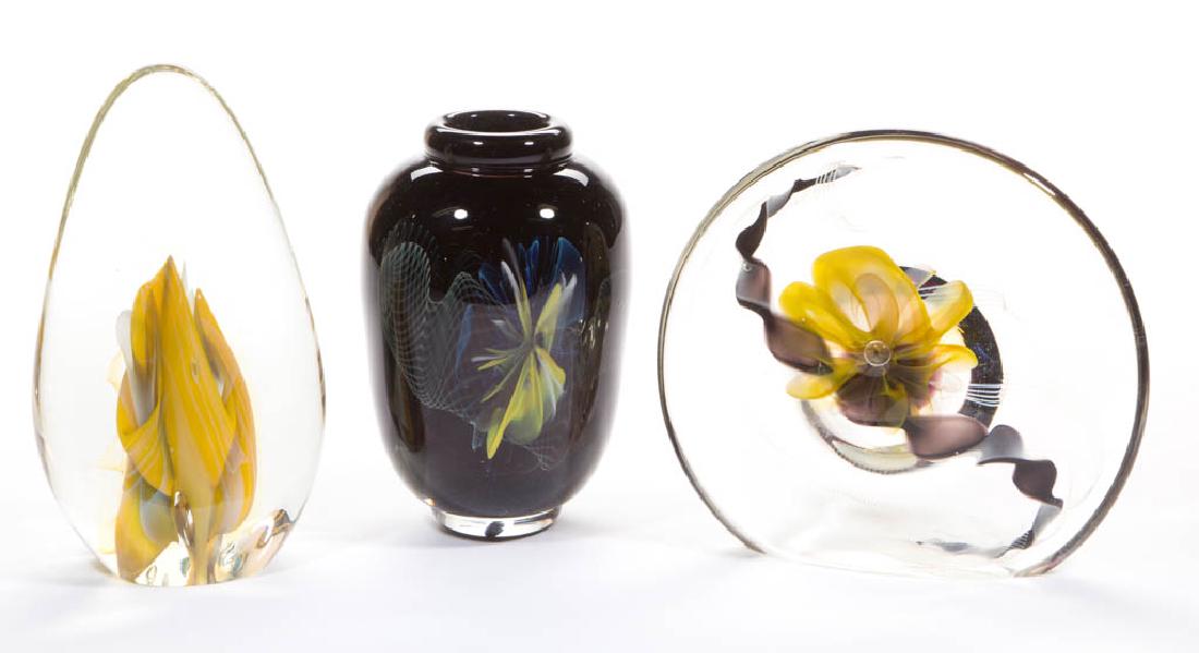 CHARLES WRIGHT STUDIO ART GLASS ARTICLES, LOT OF THREE (1 of 1)