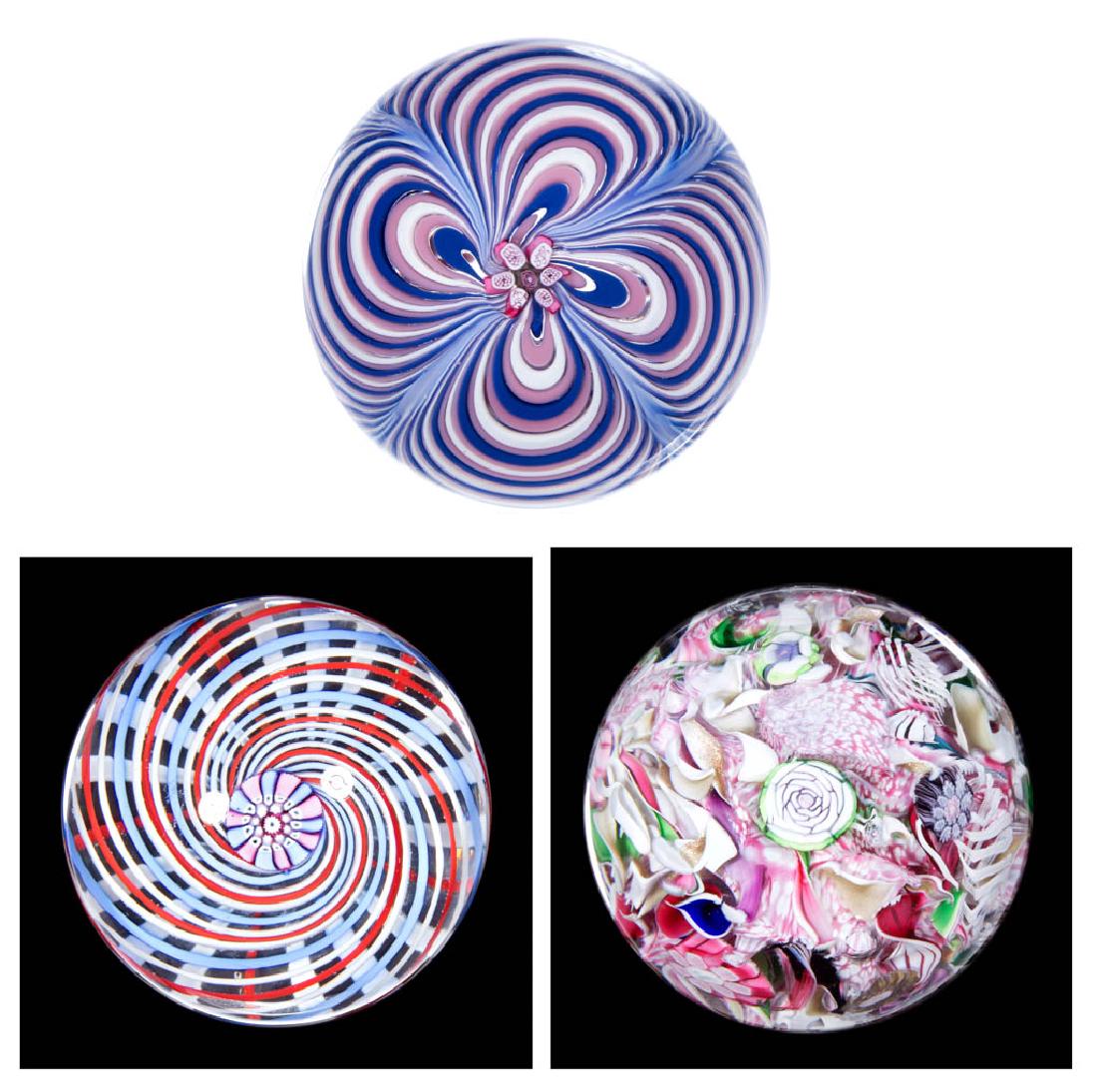 ASSORTED STUDIO ART GLASS PAPERWEIGHTS, LOT OF THREE (1 of 4)