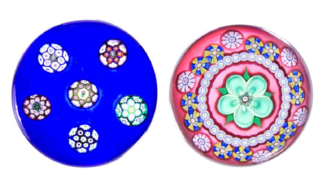 CONTEMPORARY MILLEFIORI PAPERWEIGHTS, LOT OF TWO (1 of 3)