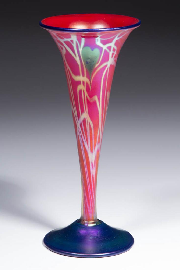 CARL RADKE HEART AND VINE STUDIO ART GLASS TRUMPET VASE (1 of 1)