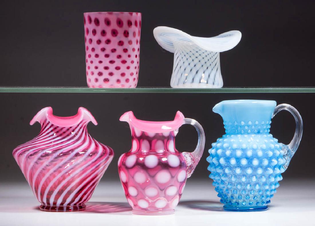 ASSORTED FENTON OPALESCENT TABLE ARTICLES, LOT OF FIVE (1 of 1)