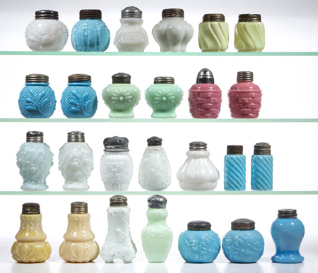 ASSORTED OPAQUE GLASS SALT AND PEPPER SHAKERS, LOT OF (1 of 1)