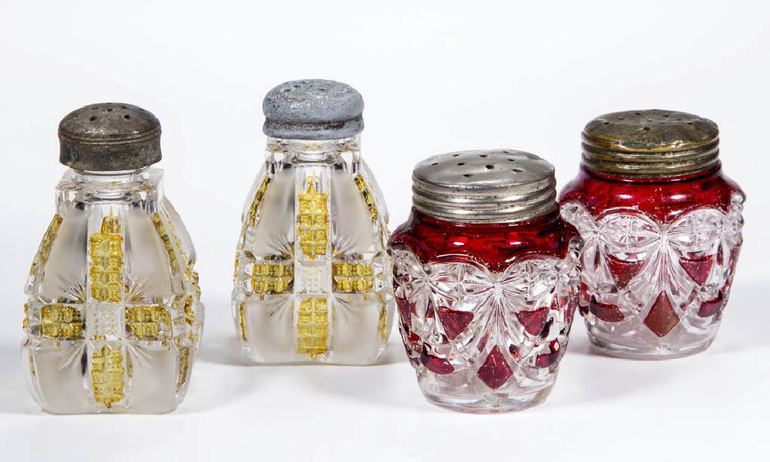 ASSORTED EAPG STAINED SALT AND PEPPER SHAKERS, LOT OF (1 of 1)