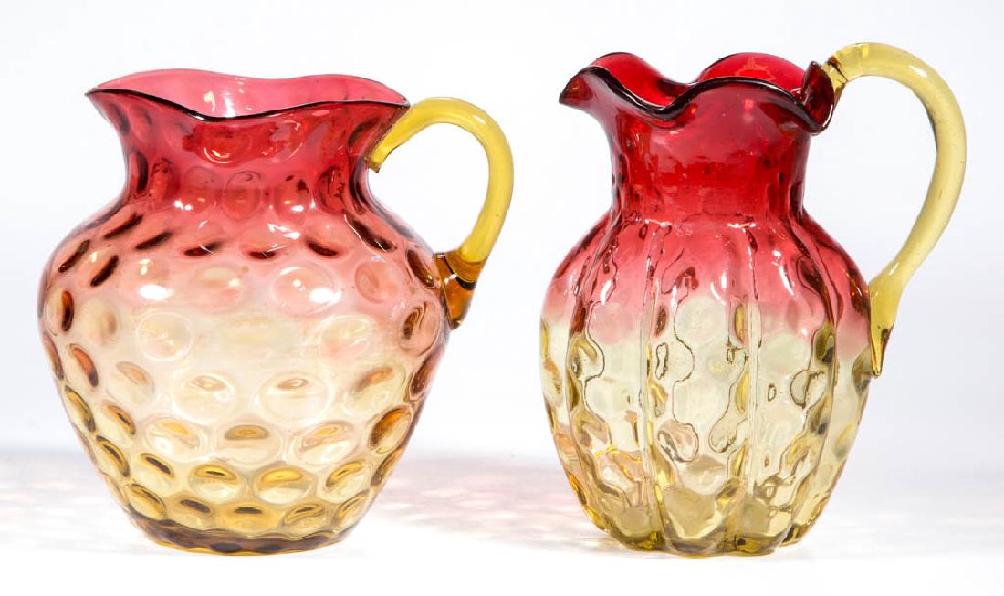ASSORTED AMBERINA SPOT-OPTIC PITCHERS, LOT OF TWO (1 of 1)