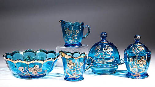 NORTHWOOD TEARDROP FLOWER TABLE ARTICLES, LOT OF FIVE (1 of 1)