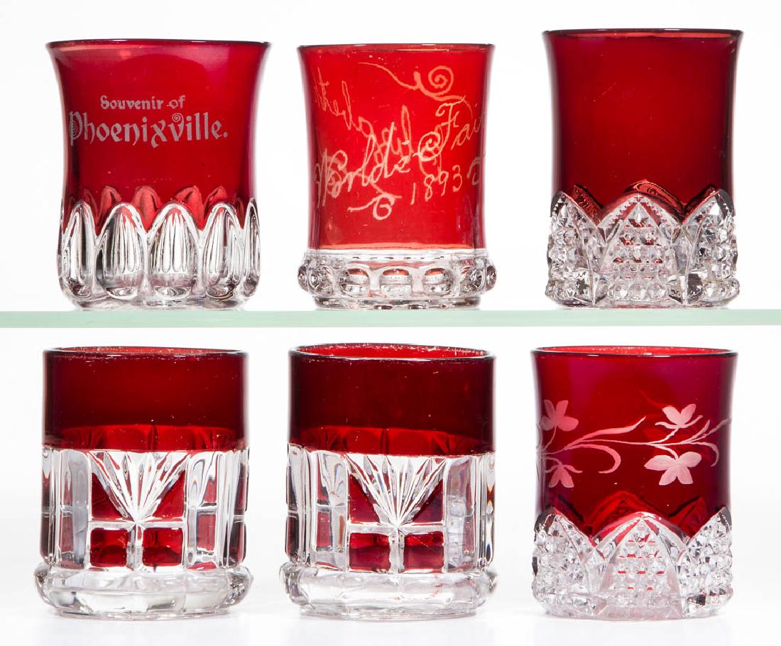 ASSORTED EAPG - RUBY-STAINED TUMBLERS, LOT OF SIX (1 of 1)
