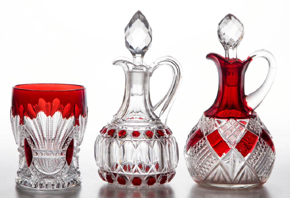 ASSORTED EAPG RUBY-STAINED ARTICLES, LOT OF THREE (1 of 1)