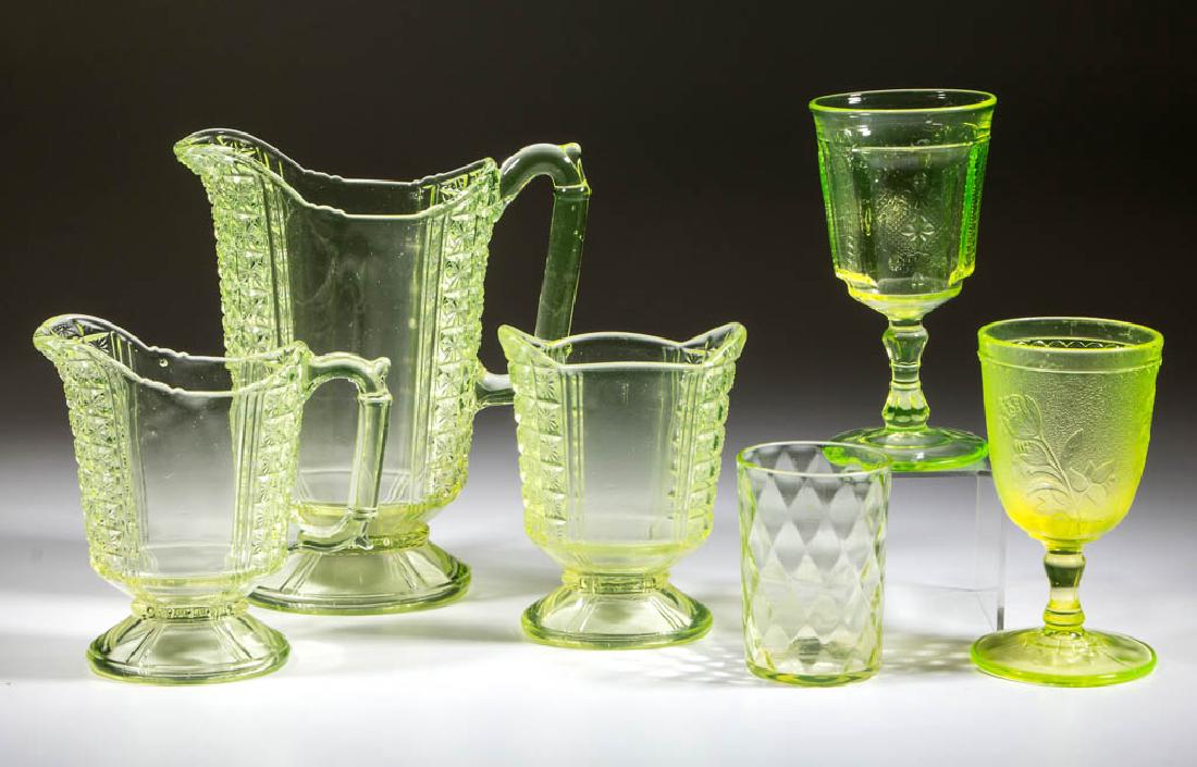 ASSORTED EAPG VASELINE GLASS ARTICLES, LOT OF SIX (1 of 1)