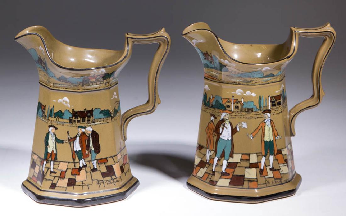 BUFFALO POTTERY DELDARE TANKARD PITCHERS, LOT OF TWO (1 of 1)