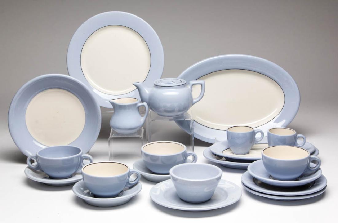 BUFFALO CHINA BLUE LUNE LAMELLE CERAMIC TEA AND TABLE (1 of 1)