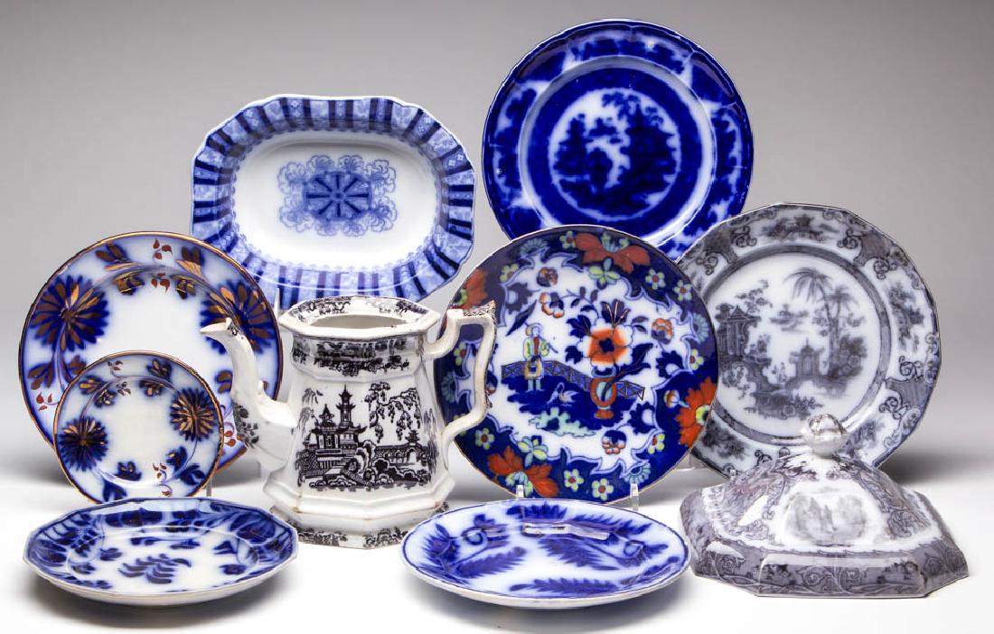 ENGLISH FLOW CERAMIC ARTICLES, LOT OF NINE (1 of 1)