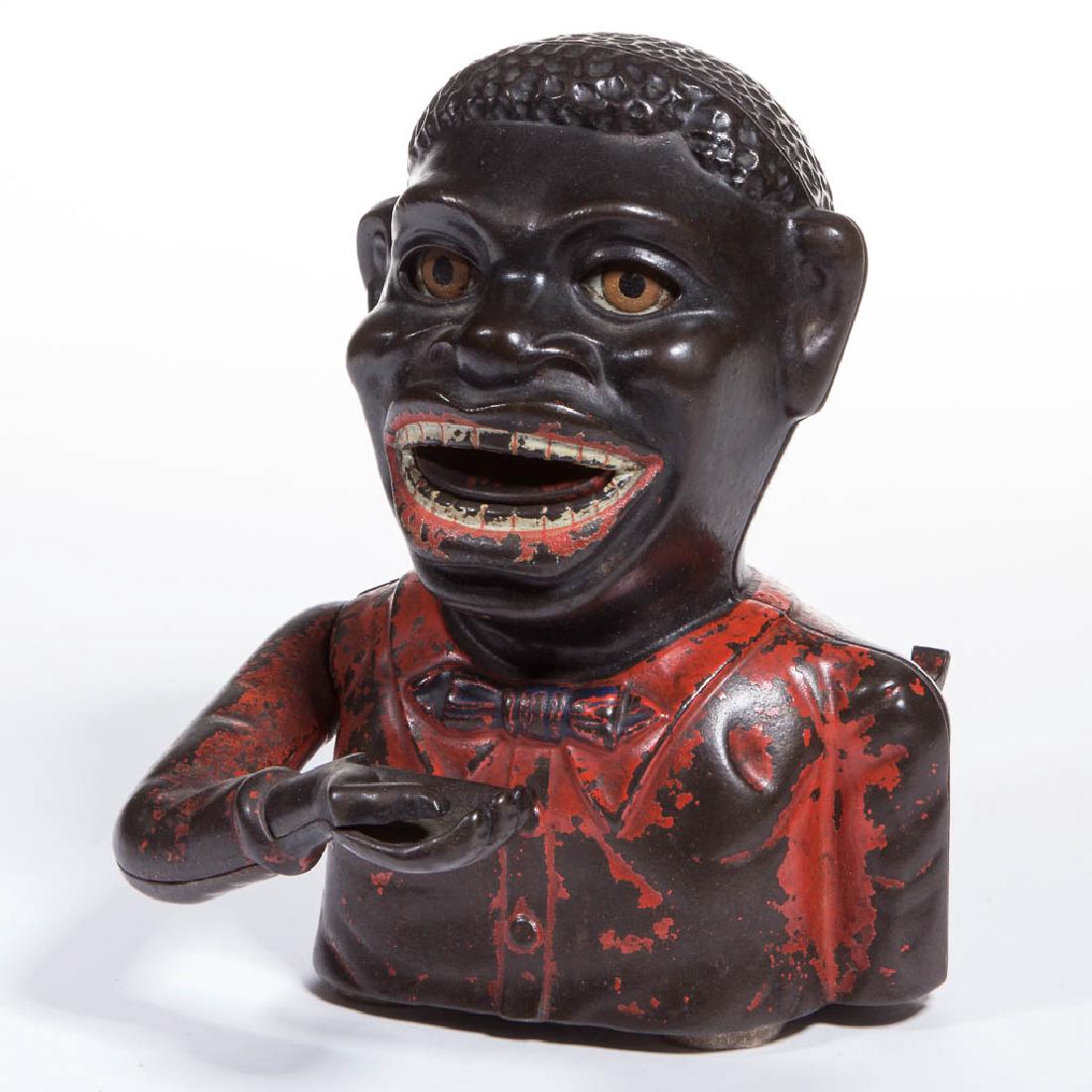 BLACK AMERICANA JOLLY N BANK CAST-IRON MECHANICAL BANK (1 of 3)