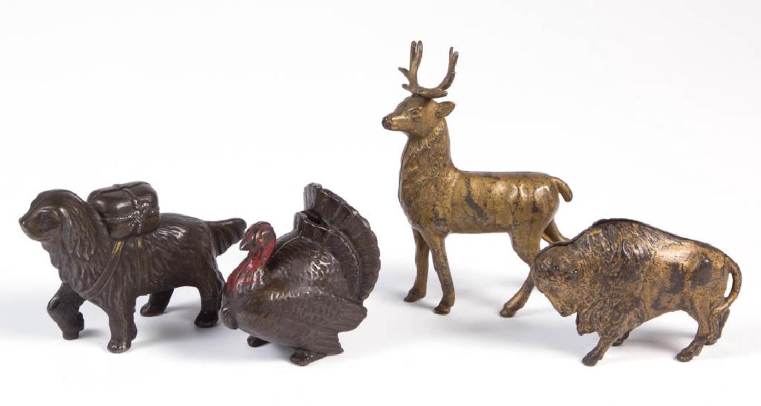 ASSORTED FIGURAL CAST-IRON PENNY / STILL BANKS, LOT OF (1 of 2)