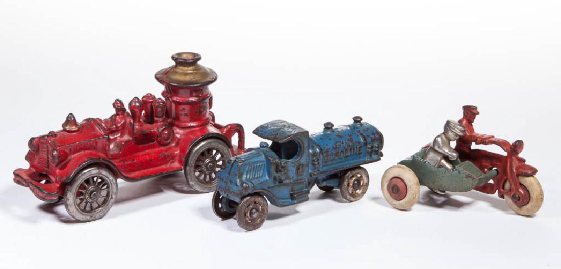 CAST-IRON TOY VEHICLES, LOT OF THREE (1 of 2)