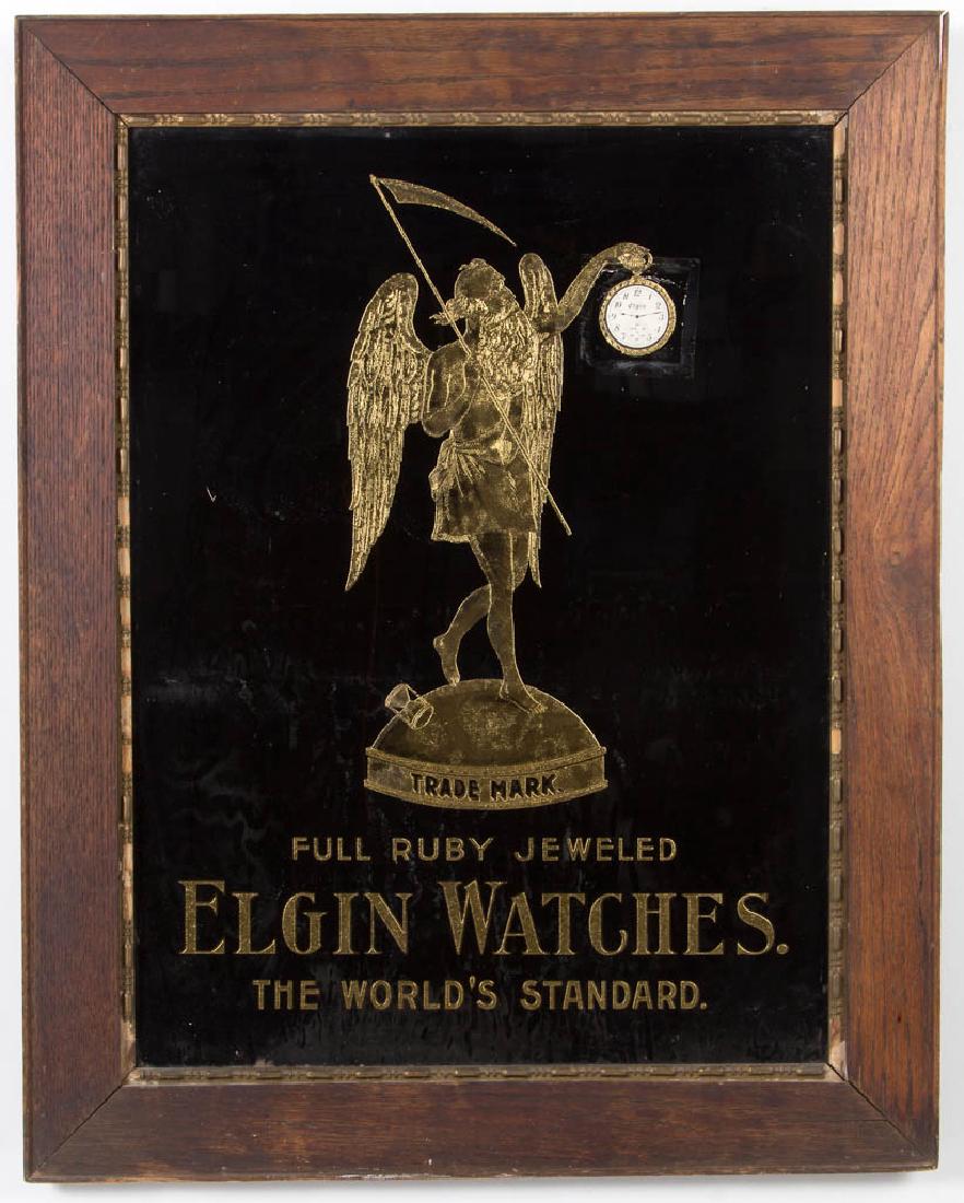 ELGIN WATCHES REVERSE-PAINTED ADVERTISING SIGN (1 of 2)