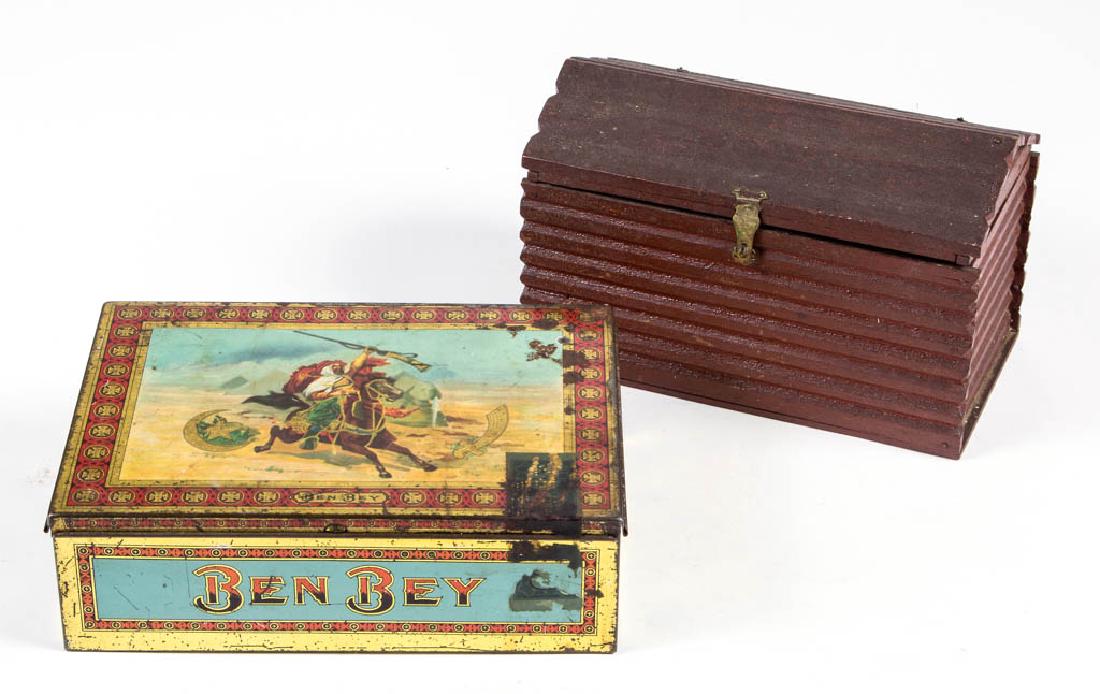 ANTIQUE CIGAR BOXES, LOT OF TWO (1 of 2)