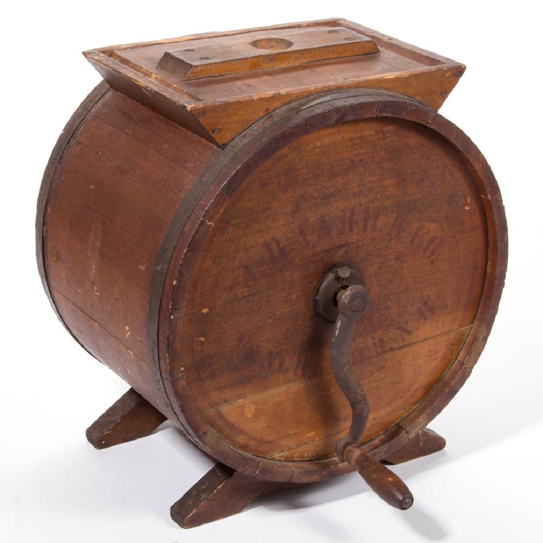 MANCHESTER, NEW HAMPSHIRE CYLINDER BUTTER CHURN (1 of 2)