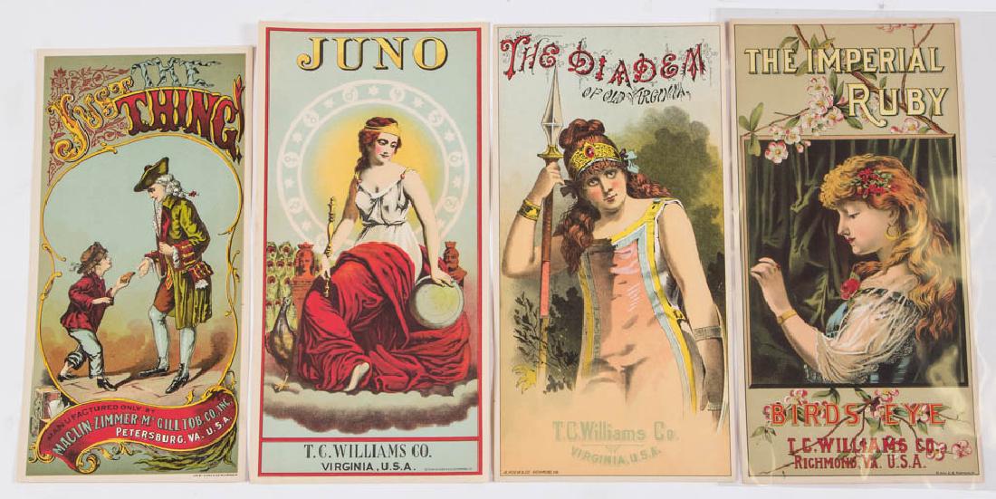 ASSORTED VIRGINIA TOBACCO CADDY LABELS, LOT OF FOUR (1 of 1)