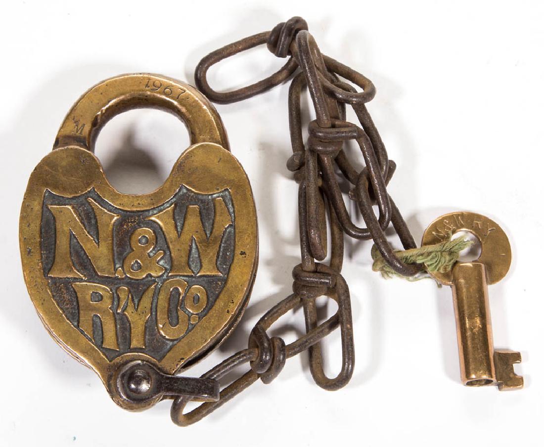 NORFOLK & WESTERN RAILROAD CAST-BRASS LOCK (1 of 2)