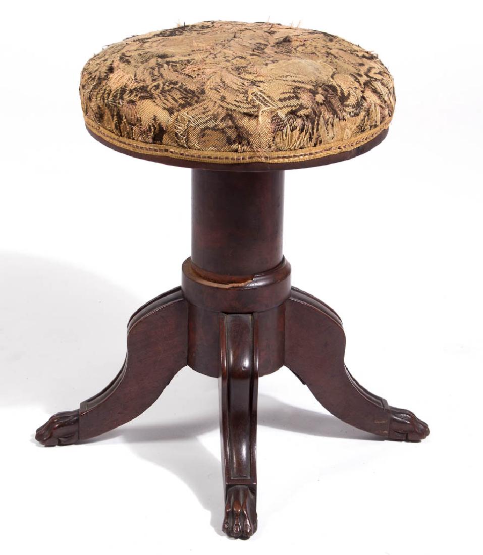 AMERICAN LATE CLASSICAL CARVED MAHOGANY PIANO STOOL (1 of 2)