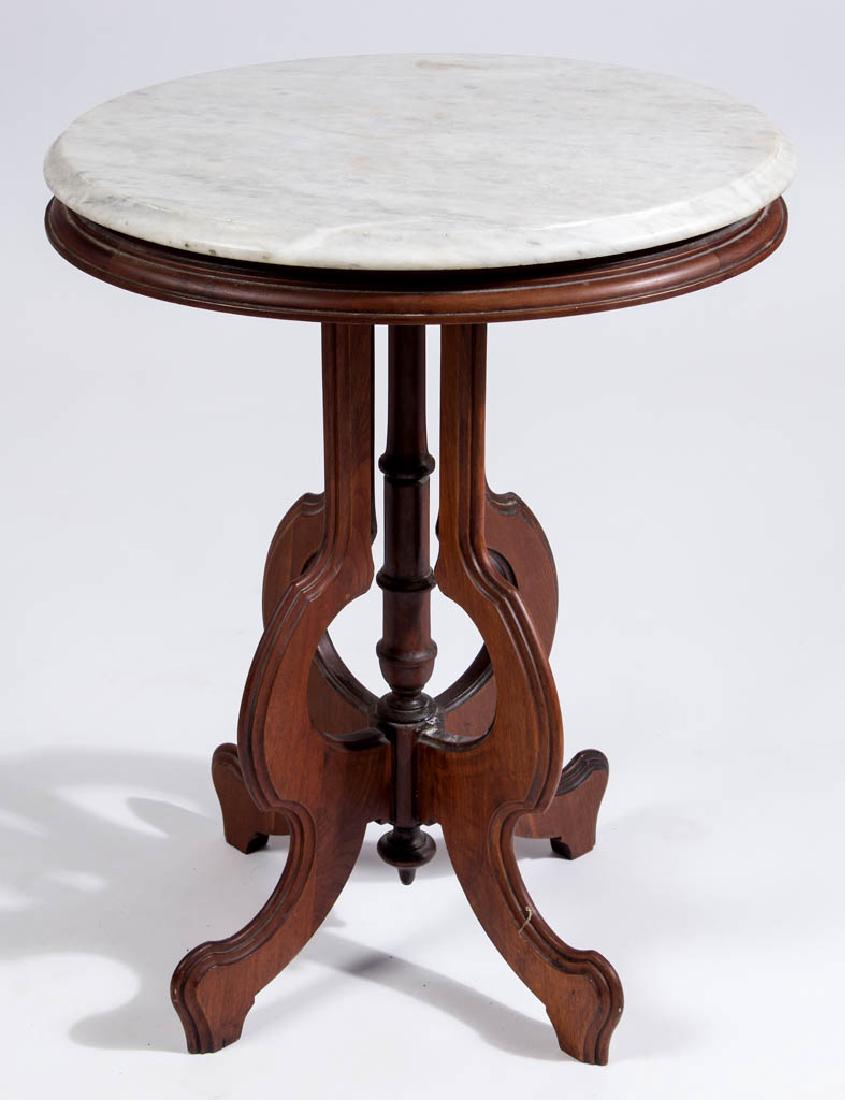 AMERICAN VICTORIAN WALNUT MARBLE-TOP SIDE TABLE (1 of 1)
