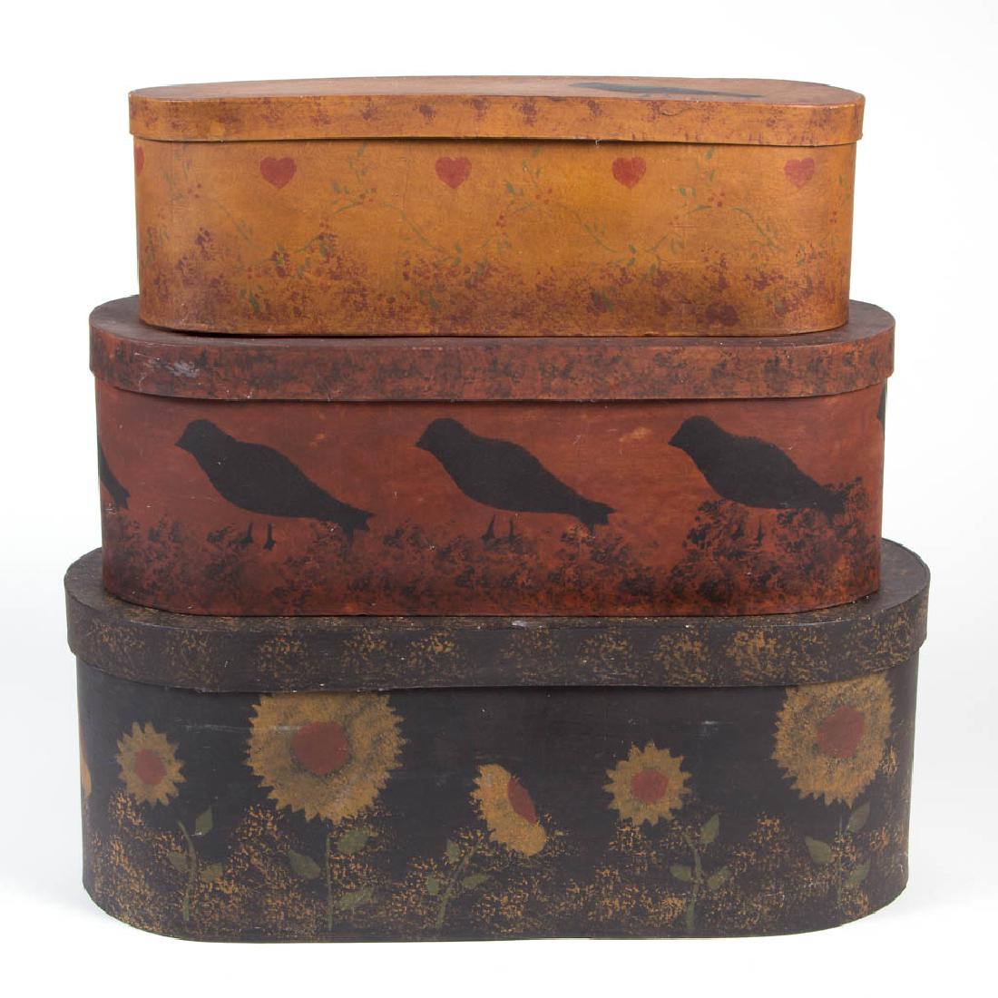 CONTEMPORARY STENCIL-DECORATED CARDBOARD BOXES, (1 of 1)