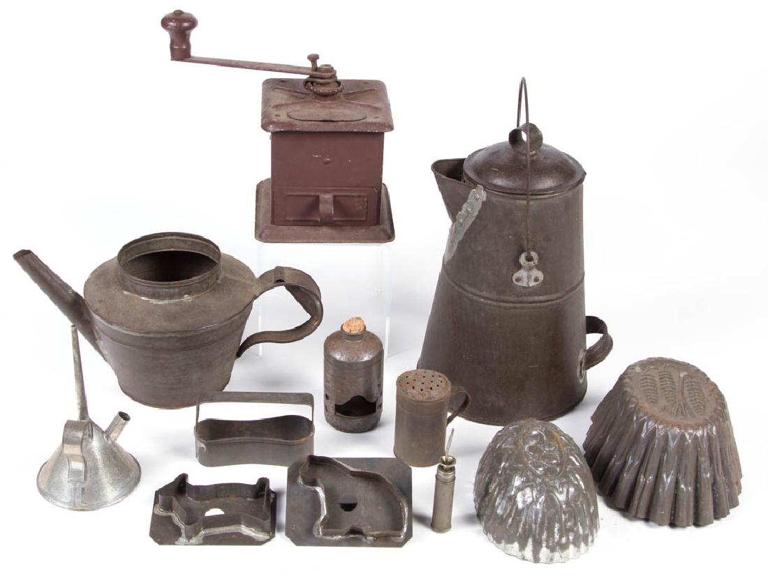 ASSORTED TIN / SHEET IRON DOMESTIC ARTICLES, LOT OF 12 (1 of 1)