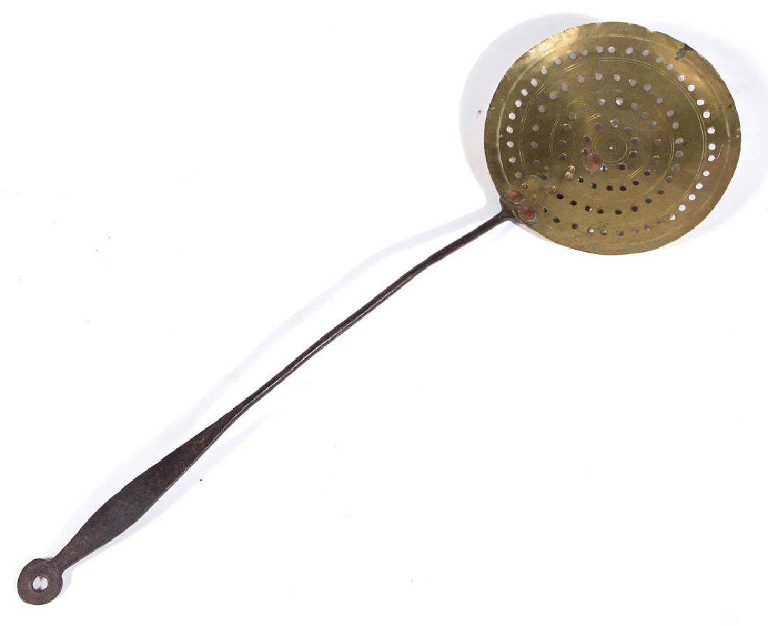WROUGHT-IRON AND BRASS HEARTH / KITCHEN SKIMMER (1 of 2)