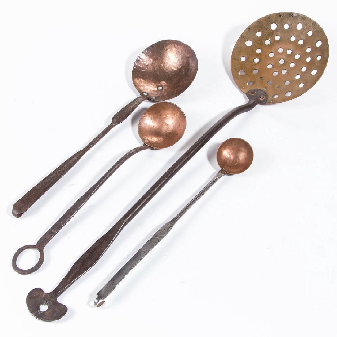 WROUGHT-IRON AND COPPER HEARTH / KITCHEN UTENSILS, LOT (1 of 2)