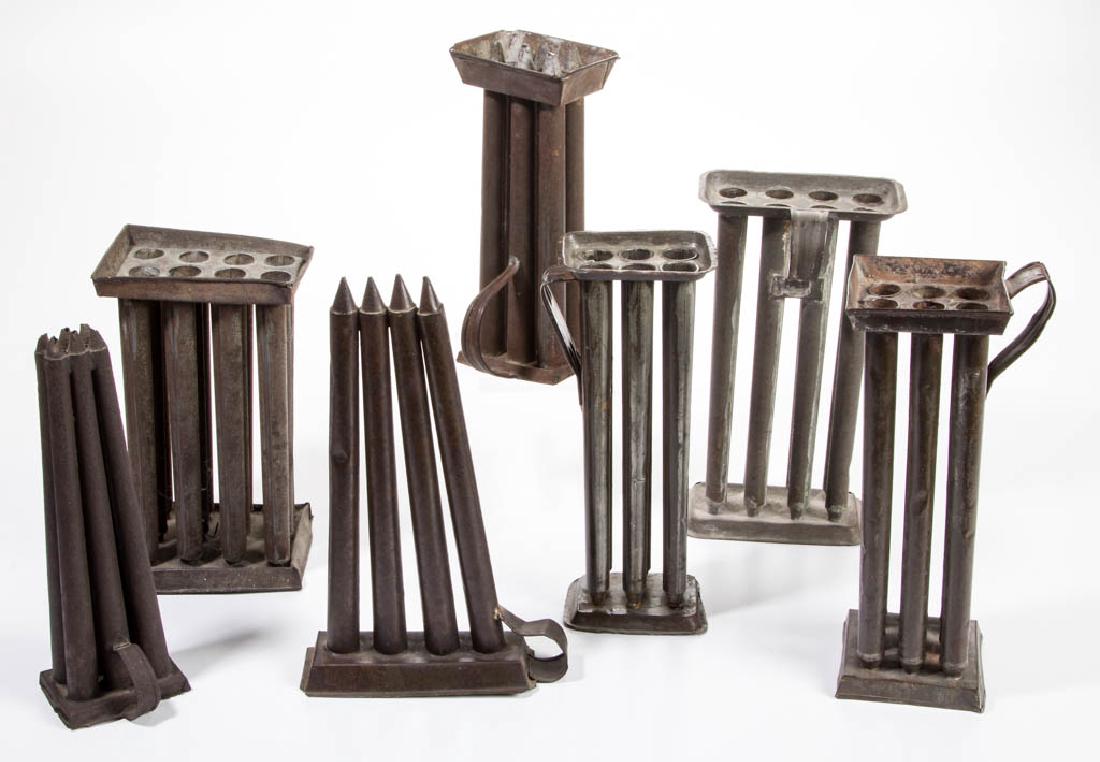 SHEET-IRON / TIN TAPERED-FORM CANDLE MOLDS, LOT OF (1 of 1)