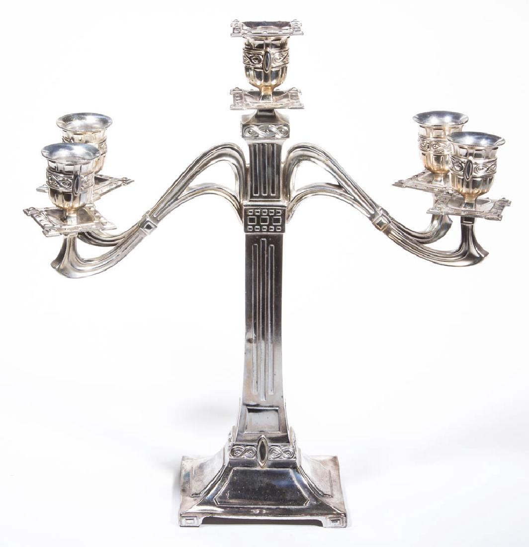 AMERICAN ARTS & CRAFTS SILVER-PLATED CANDELABRUM (1 of 2)