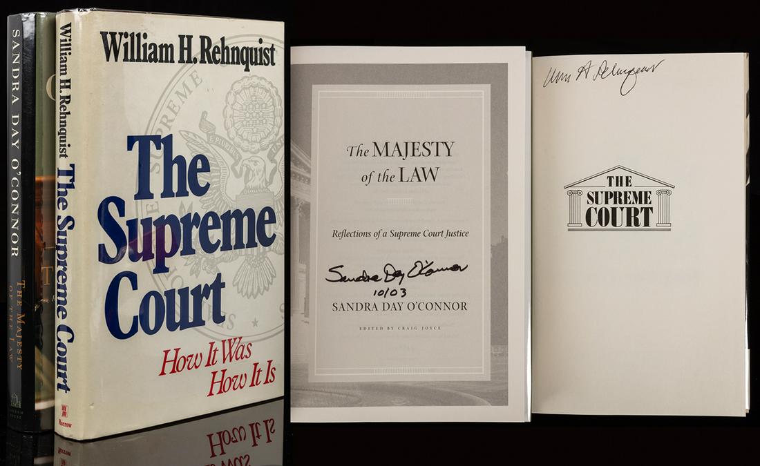 Rhenquist, William H. and Sandra Day O'Connor-- Two: Rhenquist, William H. and Sandra Day O'Connor-- Two Books Signed, First Editions. Two signed volumes by distinguished Supreme Court Justices. 1.) The Supreme Court, How It Was, How It Is, William Rhen