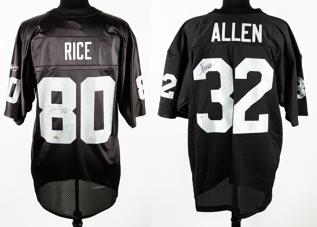 Marcus Allen (Los Angeles Raiders #32) and Jerry Rice: Marcus Allen (Los Angeles Raiders #32) and Jerry Rice (Oakland Raiders #80) Signed Jerseys. Marcus Allen enjoyed 16 years in the NFL, the bulk of those years with the Los Angeles Raiders and winning S