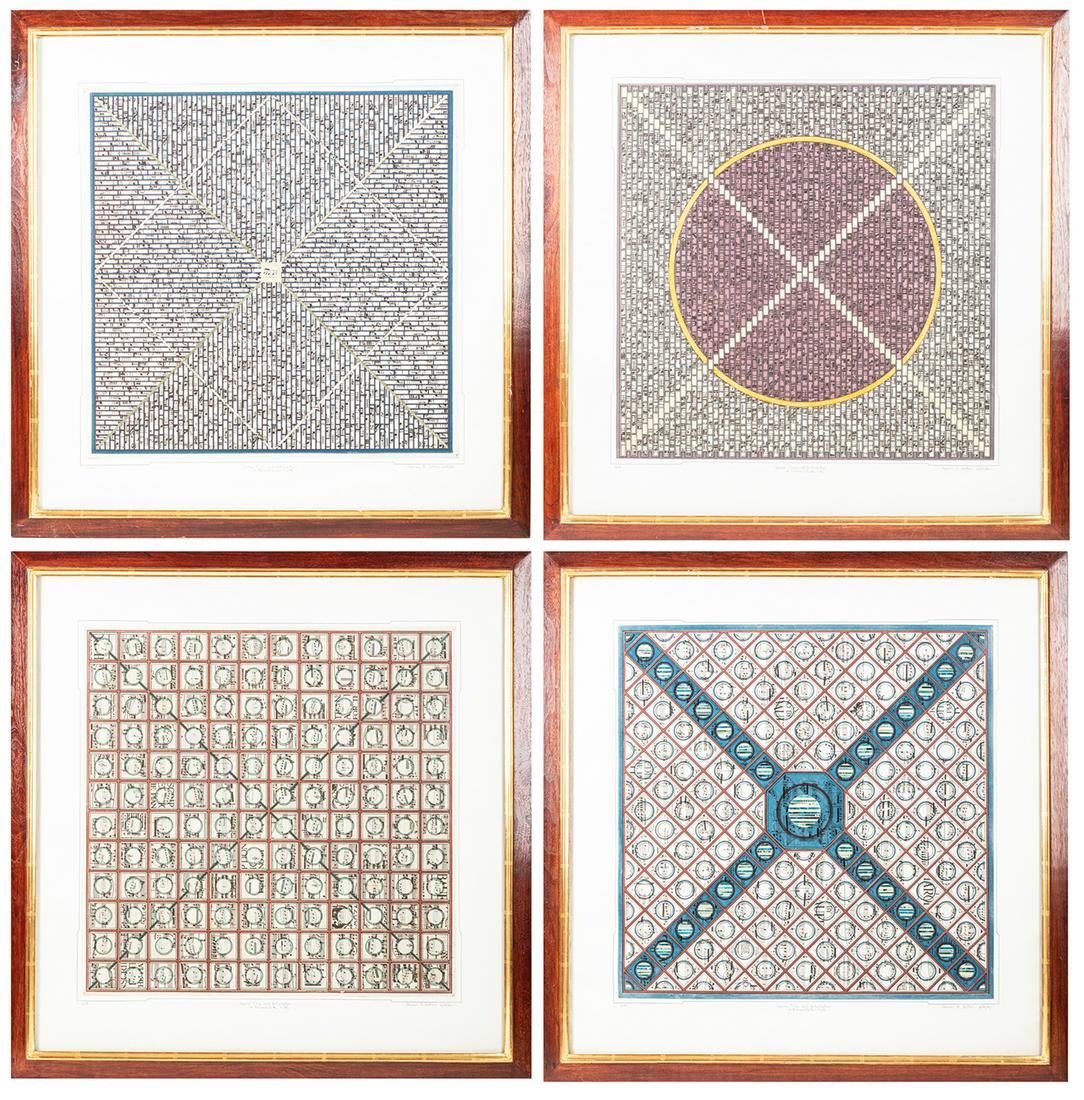 Sutton, Sharon E. Space Time and Articulation: Musical: Sutton, Sharon E. Space Time and Articulation: Musical Suites I-IV (B). Four (4) Remarkable Works Where Elements of Music on Paper Create a Pattern Enhanced with Gilt Gold Collage. Sharon Sutton is an