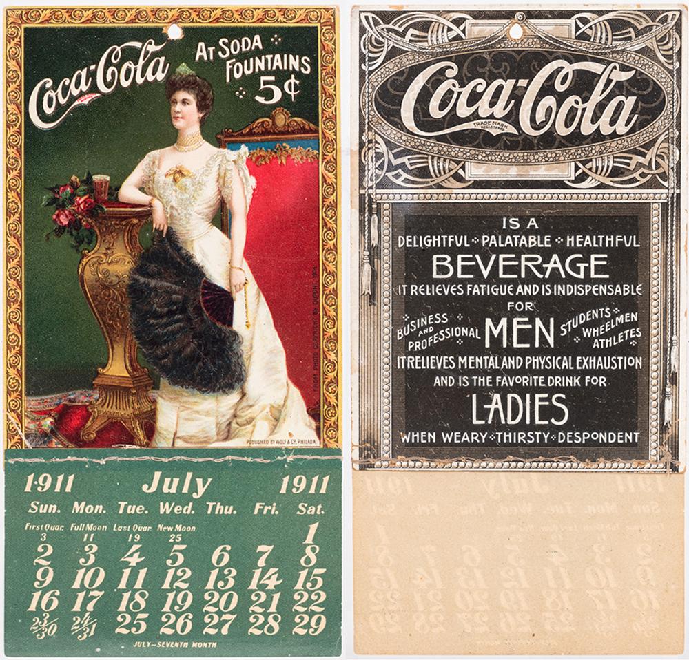Coca-Cola Lillian Nordica Green Artwork Style Stone: Coca-Cola Lillian Nordica Green Artwork Style Stone Litho Printed Card ca. 1905, with 1911 Pad. Lillian Nordica (1857-1914) American opera star and actress was one of the earliest celebrities featured